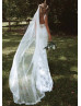 Square Neck Ivory Lace Chiffon Slit Sweet Wedding Dress Square Neck Ivory Lace Chiffon Slit Sweet Wedding Dress
